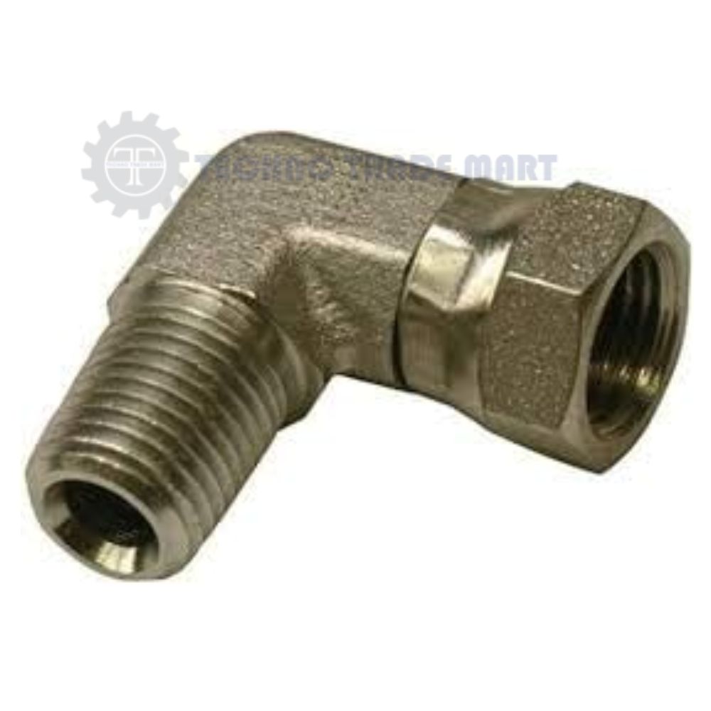 1 by 4 inch BSP male thread x 1 by 4 inch BSP rotating female thread hydraulic line high pressure elbow fitting